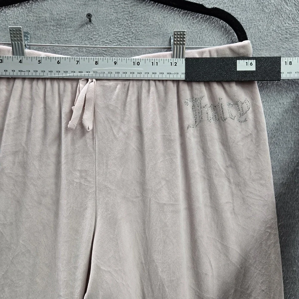 Juicy Couture Women Sleepwear XL Pink Pajama‎ Jogger Velour Rhinestones